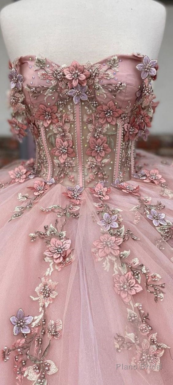 Pink Tulle Appliques Ball Gown Quinceanera Dresses Secondary image
