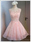 Pink Tulle Appliques Homecoming Dress