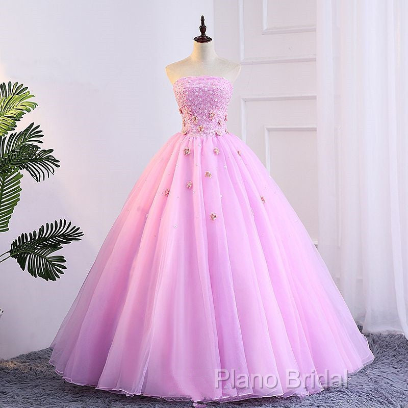 Pink Tulle Ball Gown Sweet 16 Party Dresses, Pink Formal Dresses, Quinceanera Dresses