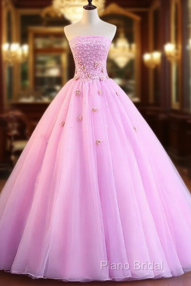 Pink Tulle Ball Gown Sweet 16 Party Dresses, Pink Formal Dresses, Quinceanera Dresses Main image