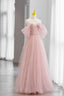 Pink Tulle Floor Length Prom Dress, Cute A-Line Evening Party Dress