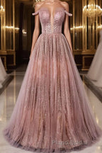 Pink tulle lace long Formal Prom dress pink tulle formal dress
