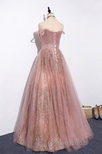 Pink tulle lace long Formal Prom dress pink tulle formal dress