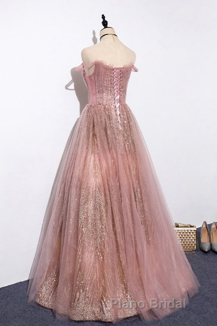 Pink tulle lace long Formal Prom dress pink tulle formal dress Secondary image