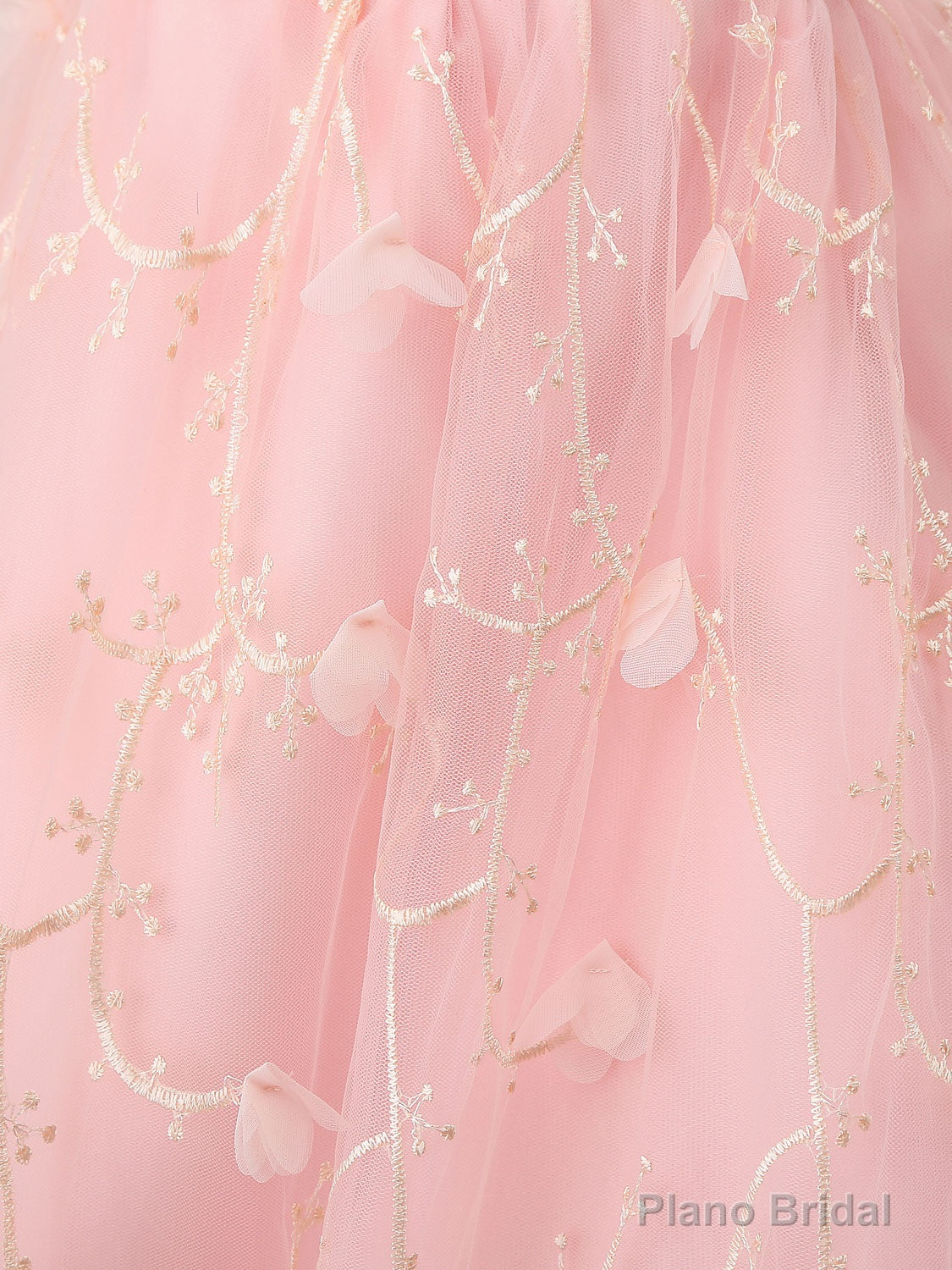 Pink Tulle Lace Tea Length Prom Dress, Pink Homecoming Dress