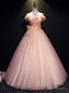 Pink Tulle Off the Shoulder Appliques Pleats Quinceanera Dress