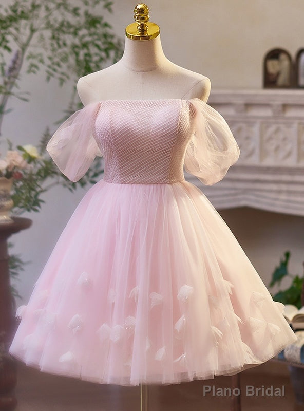 Pink Tulle Off the Shoulder Homecoming Dress Main image