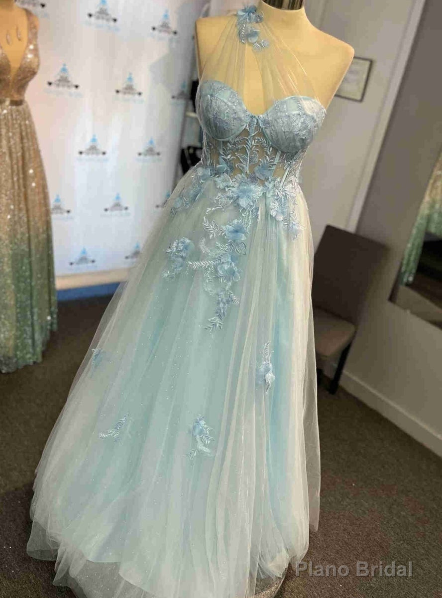 Pink Tulle One Shoulder Appliques Prom Dress Main image