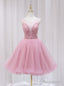 Pink Tulle Sequins Beading Homecoming Dress