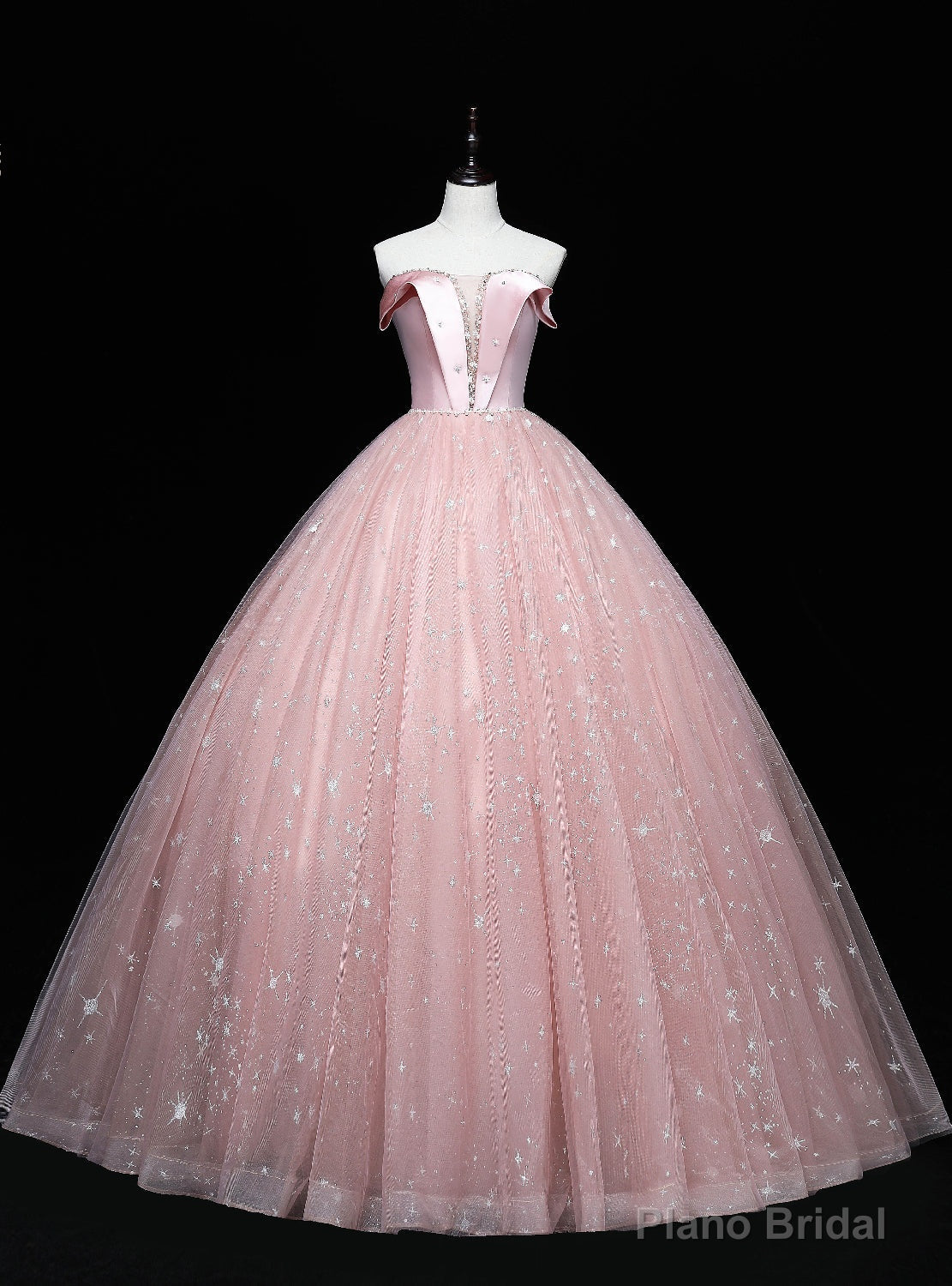 Pink Tulle Sequins Off the Shoulder Beading Quinceanera Dresses