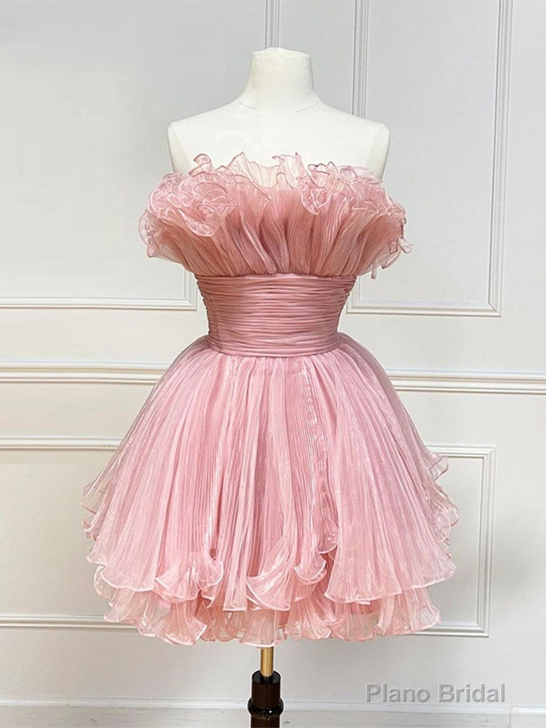 Pink Tulle Short Prom Dress, Pink Homecoming Dress Main image