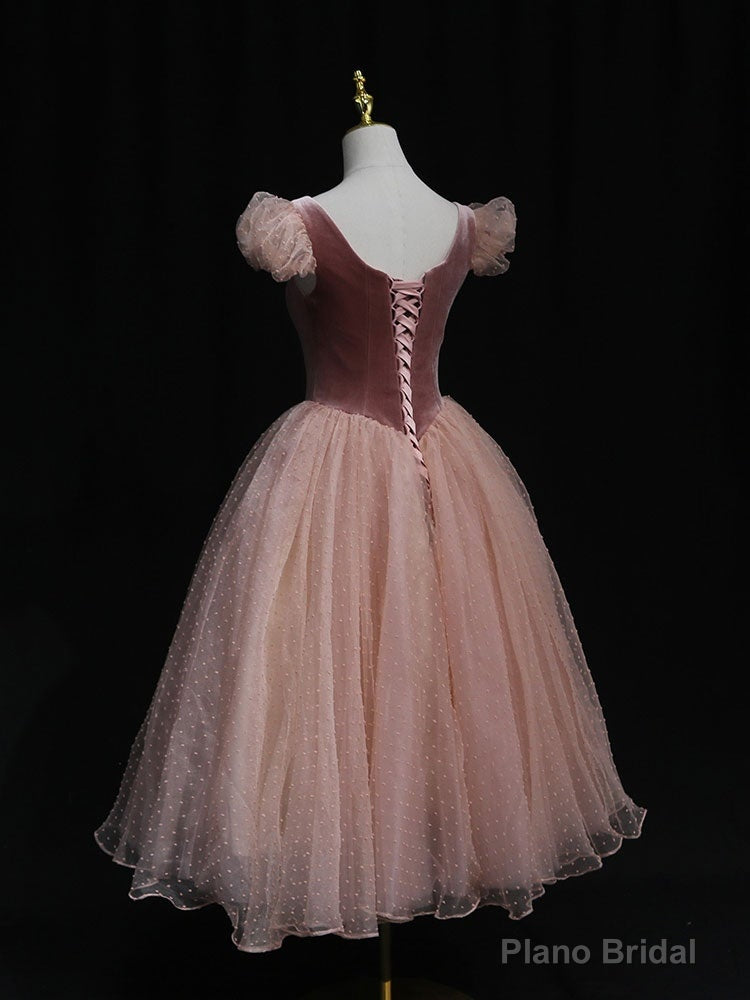 Pink tulle short prom dress pink tulle homecoming dress