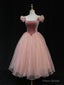 Pink Tulle Short Prom Dress, Pink Tulle Puffy Homecoming Dress