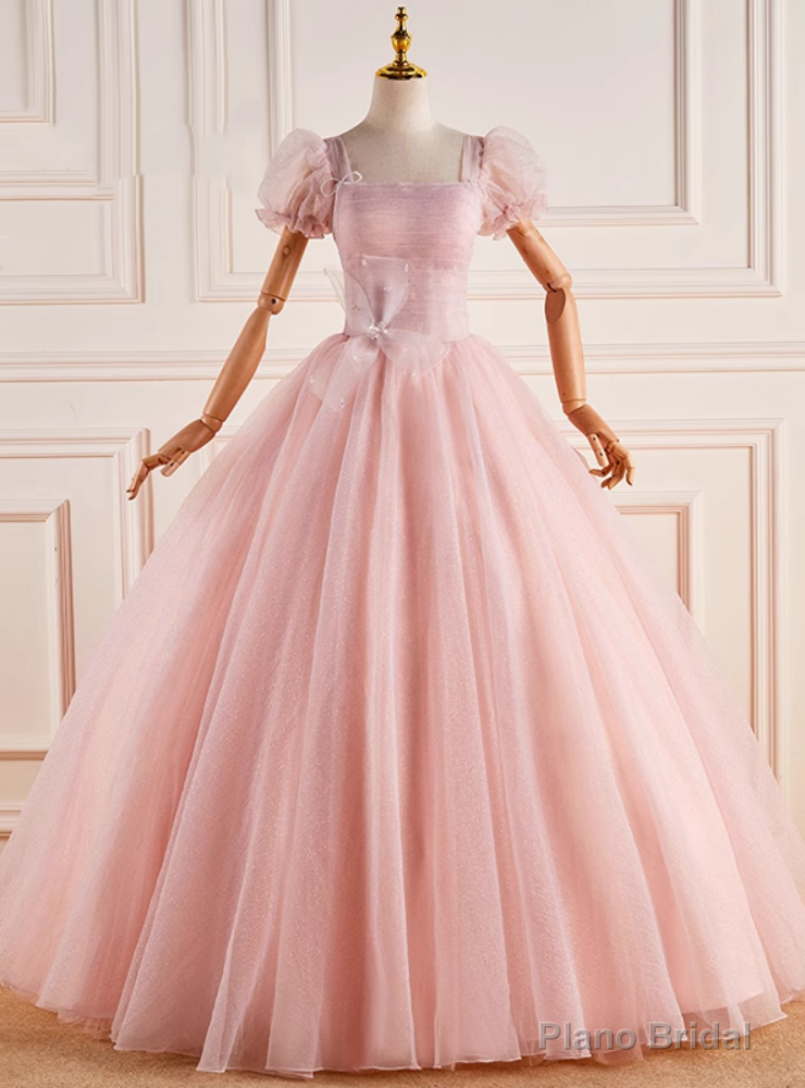 Pink Tulle Square Pleats Quinceanera Dress Main image