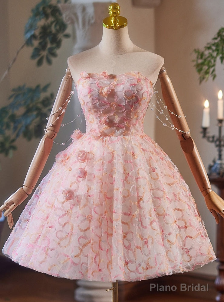 Pink Tulle Strapless Homecoming Dress Main image