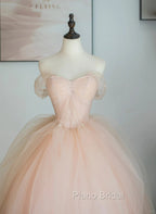 Pink Tulle Sweetheart Ball Gown Cute Sweet 16 Dresses, Pink Tulle Formal Prom Dresses
