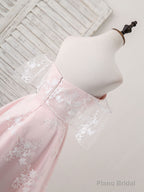 Pink Tulle Sweetheart Lace Short Prom Dress, Pink Homecoming Dress