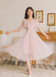 Pink Tulle V-Neckline Tea Length Homecoming Dresses, Cute Pink Short Formal Prom Dresses
