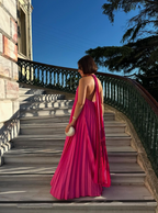 Pink/Green Fashion V-Neck Elegant Long Satin Formal Evening Dresses Party Dresses Wedding Guest Dresses Maternity Dresses
