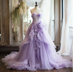 Pink Vintage A-Line Sweetheart Lace Tulle Long Formal Evening Gown Applique Wedding Dresses