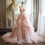 Pink Vintage A-Line Sweetheart Lace Tulle Long Formal Evening Gown Applique Wedding Dresses