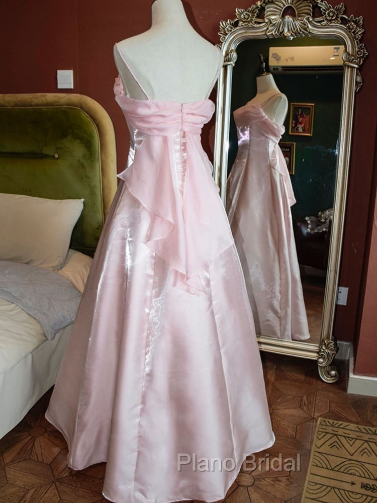 Pink Vintage Shimmering Satin Spaghetti Straps Gown Princess Dresses Secondary image
