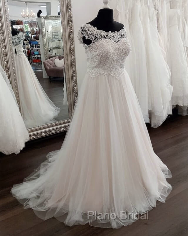 Plus Size A-Line Tulle Embroidery Wedding Dresses