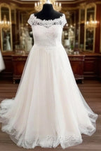 Plus Size A-Line Tulle Embroidery Wedding Dresses