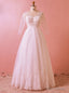 Plus Size White Tulle Half Sleeve V-neck Backless Wedding Dress