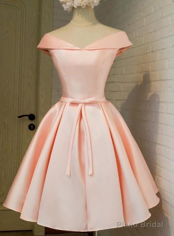 A-Line Princess V-neck Sleeveless Sash Satin Short Homecoming Dresses Secondary image