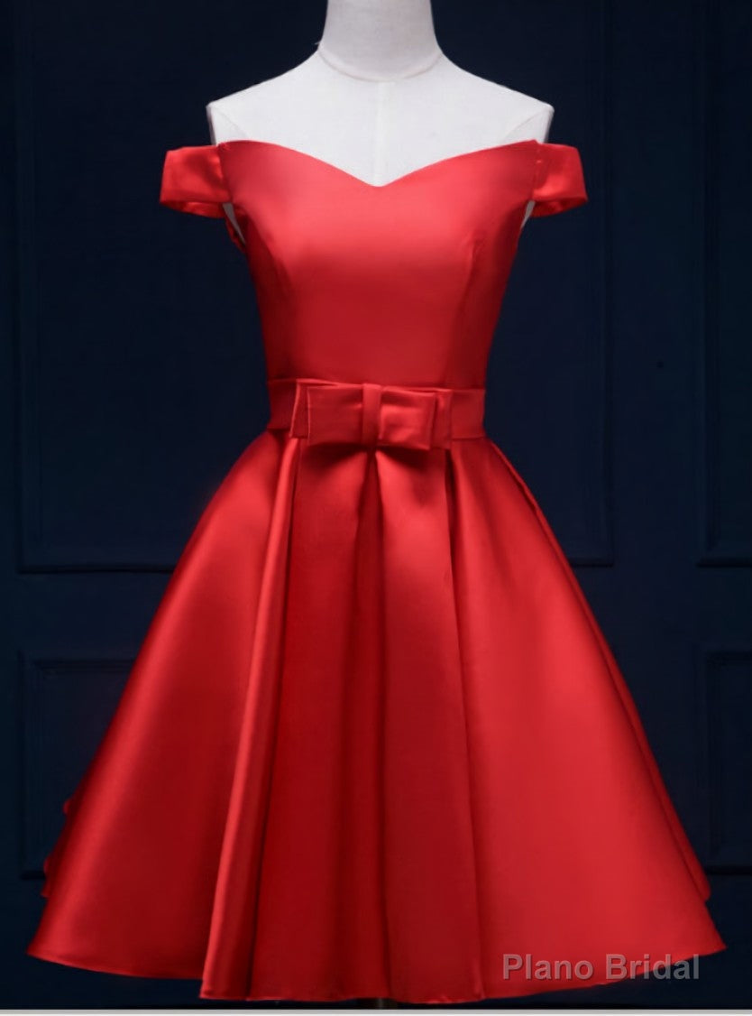 Popular Modern Red Off-the-Shoulder School Homecoming Dresses A-Line Main image