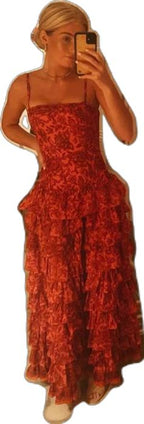 Popular Spaghetti Straps Floor Length Formal Prom Dresses New Fashion Tiered Formal Evening Dresses