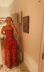 Popular Spaghetti Straps Floor Length Formal Prom Dresses New Fashion Tiered Formal Evening Dresses
