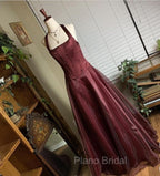 Pretty A Line Halter Burgundy Sleeveless Evening Dresses Organza Long Formal Prom Dresses