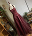 Pretty A Line Halter Burgundy Sleeveless Formal Evening Dresses Organza Long Formal Prom Dresses