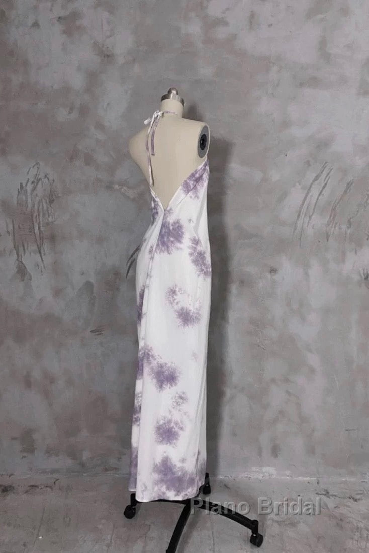 Pretty A Line Halter Floral Chiffon Long Formal Prom Dresses Birthday Dresses For Women