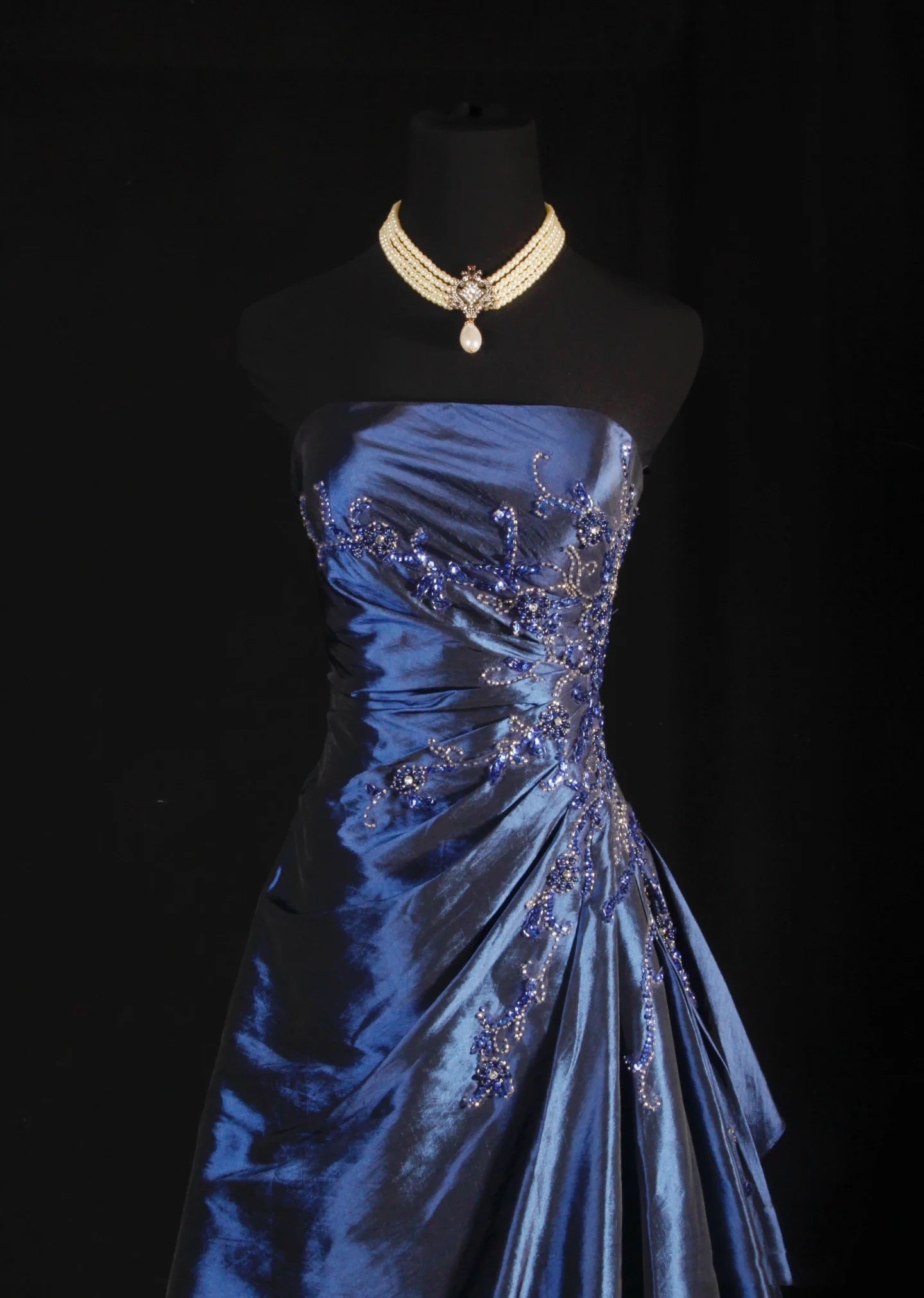 Pretty A Line Sleeveless Navy Blue Long Formal Prom Dresses Formal Evening Dresses