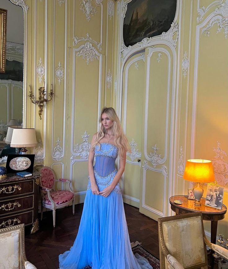 Pretty A Line Off The Shoulder Maxi Long Party Light Blue Chiffon Formal Prom Dresses Formal Evening Dresses Secondary image