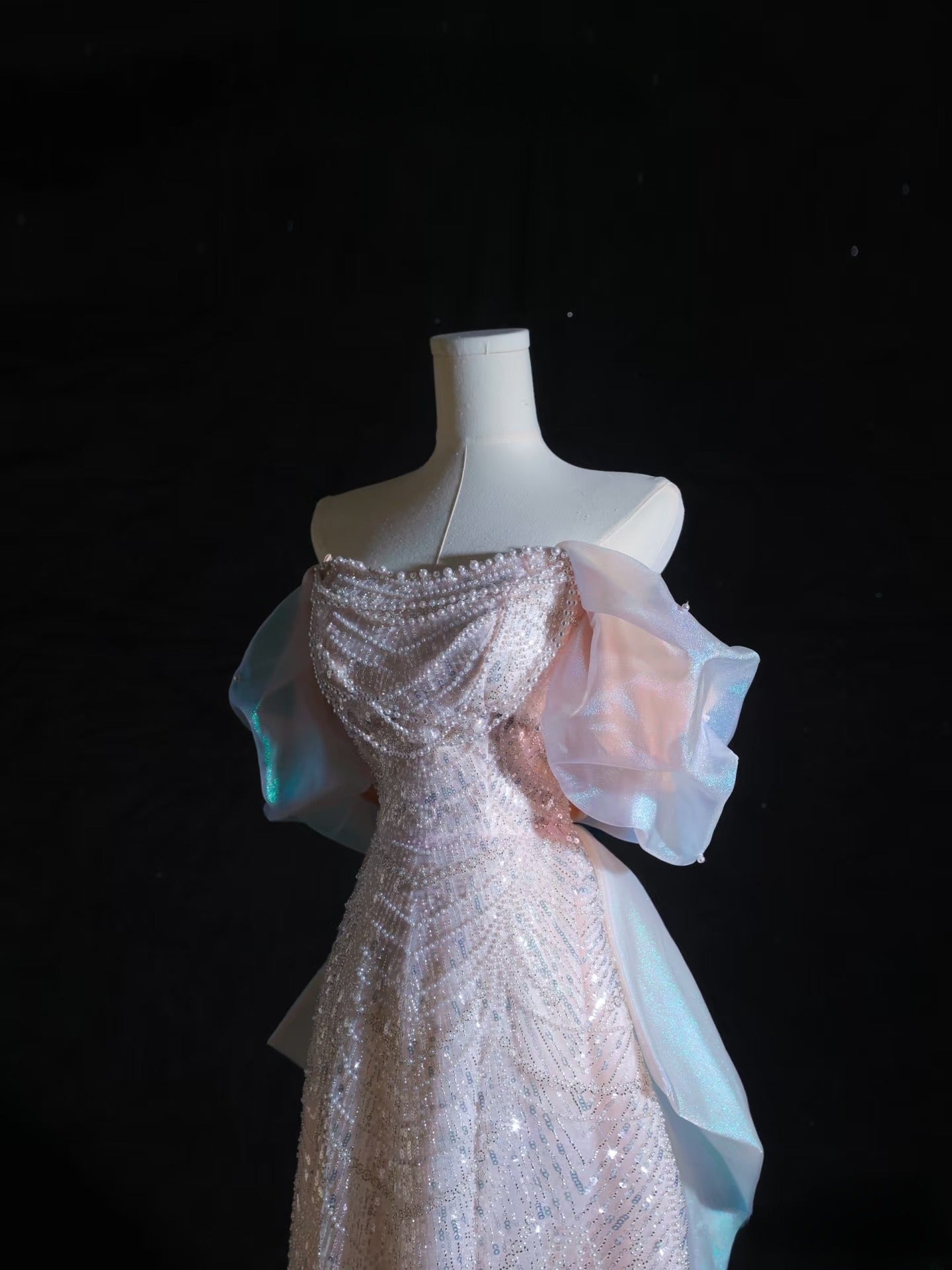 Pretty A Line Off The Shoulder Pink Sequin Long Formal Prom Dresses Formal Evening Gowns