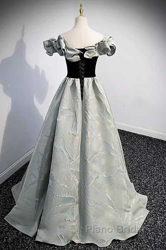 Pretty A Line Off The Shoulder Satin Long Evening Party Dresses Formal Prom Dresses Secondary image