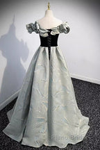 Pretty A Line Off The Shoulder Satin Long Evening Party Dresses Formal Prom Dresses