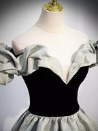 Pretty A Line Off The Shoulder Satin Long Evening Party Dresses Formal Prom Dresses