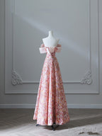 Pretty A Line Off The Shoulder Sequin Pink Floor Length Evening Dress Prom Dresses