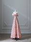 Pretty A Line Off The Shoulder Sequin Pink Floor Length Evening Dress Prom Dresses