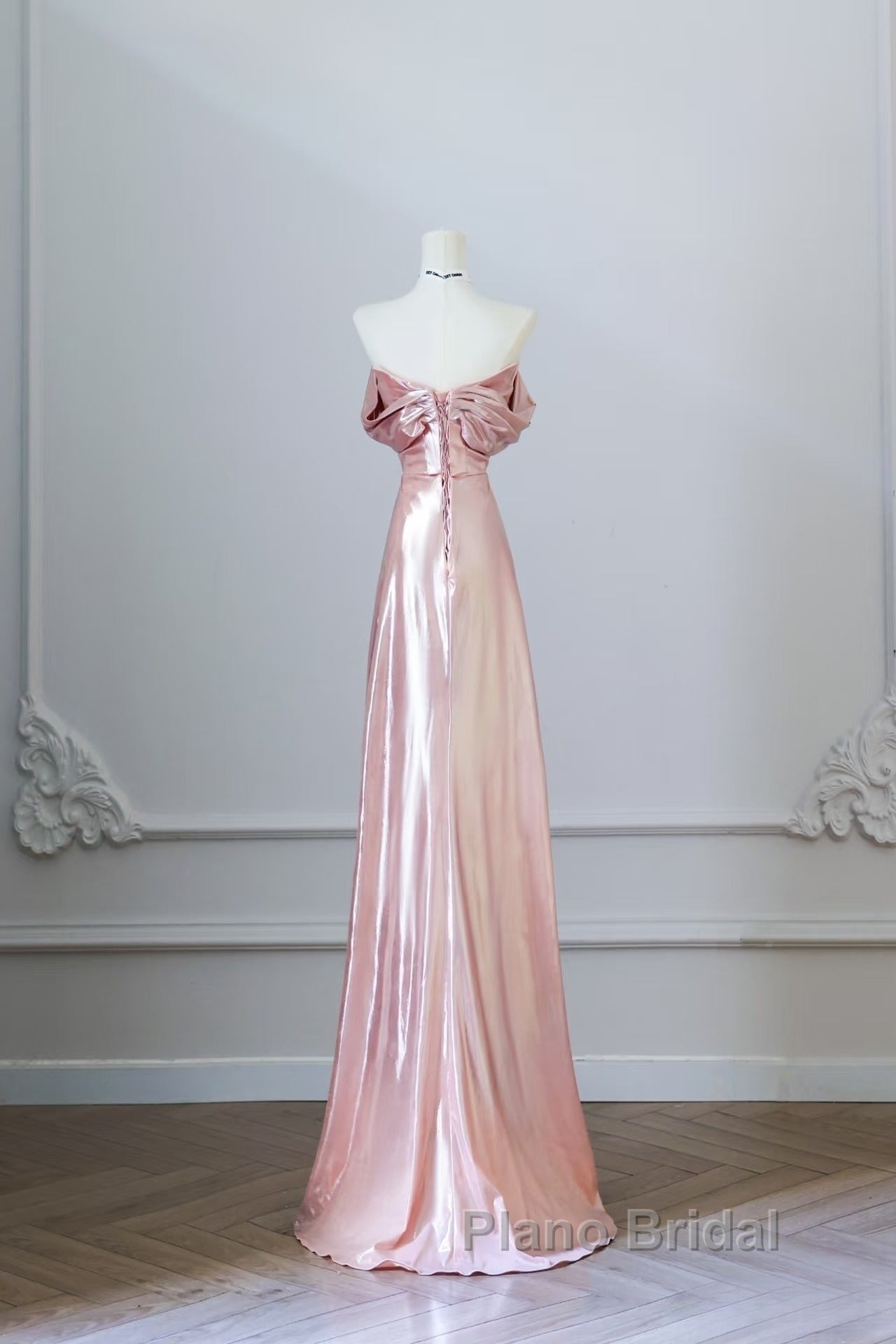 Pretty A Line Off The Shoulder Sequin Pink Long Formal Prom Dresses Evening Gowns Secondary image