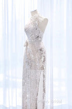 Pretty A Line One Shoulder Silver Sequin Long Length Formal Dresses Formal Prom Dresses