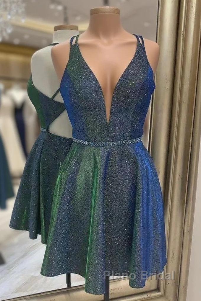 Pretty A-Line Sequins Shiny Short Cute Homecoming Dresses Party Dresses