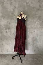 Pretty A Line Spaghetti Straps Burgundy Long Formal Prom Dresses Birthday Dresses For Women