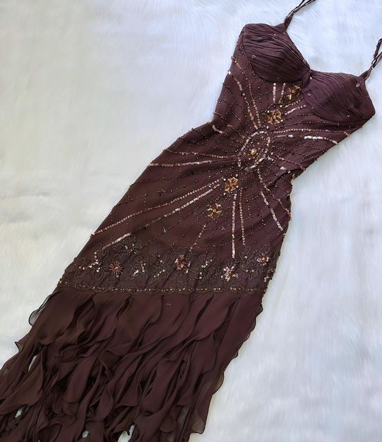 Pretty A Line Spaghetti Straps Chiffon Formal Prom Dresses With Beads Long Formal Evening Gowns
