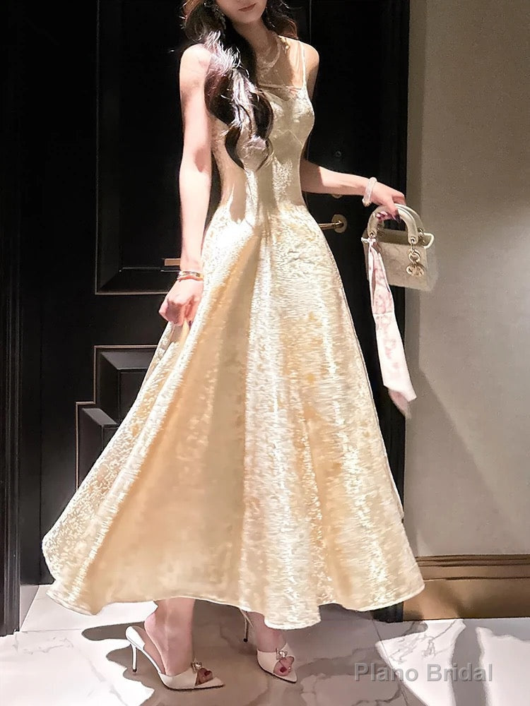 Pretty A Line Spaghetti Straps Lace Satin Prom Dresses Evening Gowns Main image